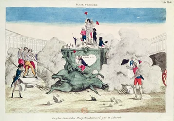 La Liberté renversant la statue du plus grand despote sur la Place Vendôme le 11 août 1792, 1792